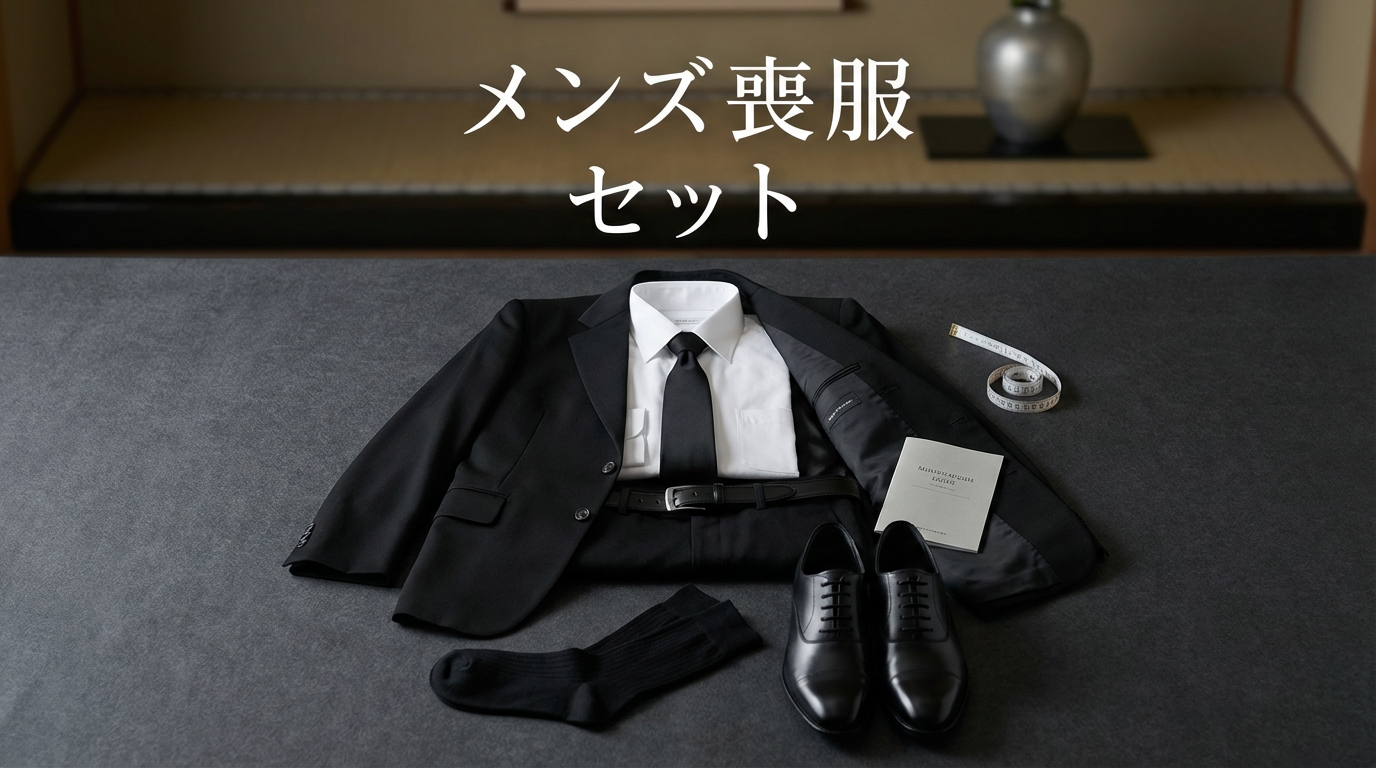 【メンズ】男性用喪服レンタルのサイズ選び｜Yシャツ・靴・ネクタイはセット？